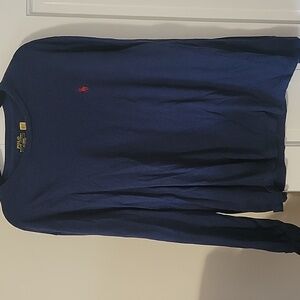 Polo Ralph Lauren Navy Blue Long Sleeve Classic Fit Tee Shirt In Size Medium